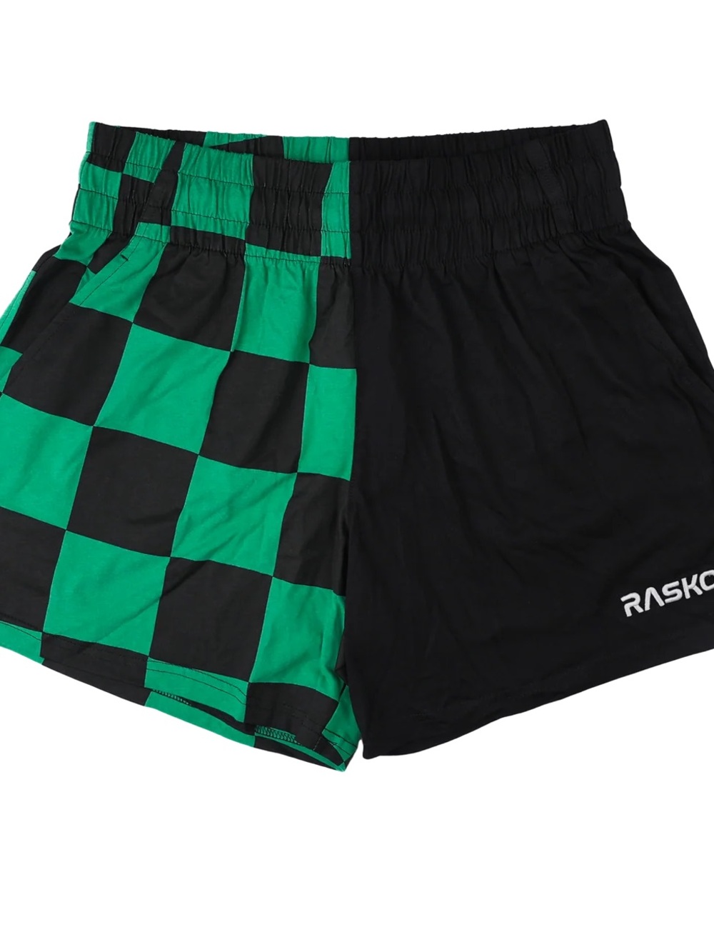 Raskol DUMPYS Women's Black & Green Checkerboard Athletic Shorts NWT